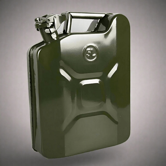 Metal Fuel Jerry Can – 5L, 10L, 20L Gas & Diesel | Military Green Heavy - Duty Storage - General Equipment with 5L Jerry Can – Olive Green Metal Fuel Container – 3155L | Sold by Uncle Wiener's Wholesale