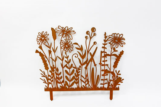 Metal Garden Stake Outdoor Yard Decor Hand-Painted Iron Stakes - with 28.1" × 0.1" × 24.8" (71.44 × 0.25 × 62.87 cm) | Sold by Uncle Wiener's Wholesale
