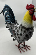Metal Rooster Decor – Iron Garden Statue, 16.5×12.8×4.7 in, Rustic Farmhouse Yard Ornament | G5901 - with | Sold by Uncle Wiener's Wholesale