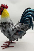 Metal Rooster Decor – Iron Garden Statue, 16.5×12.8×4.7 in, Rustic Farmhouse Yard Ornament | G5901 - with | Sold by Uncle Wiener's Wholesale