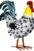 Metal Rooster Decor – Iron Garden Statue, 16.5×12.8×4.7 in, Rustic Farmhouse Yard Ornament | G5901 - with | Sold by Uncle Wiener's Wholesale