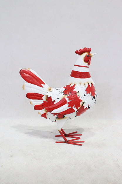 Metal Rooster & Goose Garden Decor – Hand - Painted Yard Sculptures - with 12.5"× 6" × 15.25" | Sold by Uncle Wiener's Wholesale