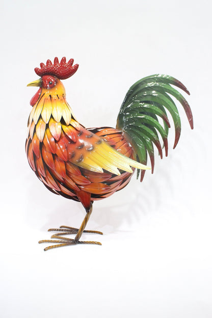 Metal Rooster & Goose Garden Decor – Hand - Painted Yard Sculptures - with 15.25" × 6.75" × 17.5" | Sold by Uncle Wiener's Wholesale