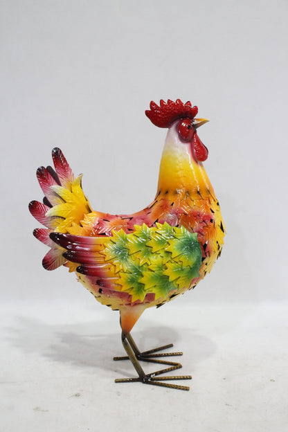 Metal Rooster & Goose Garden Decor – Hand - Painted Yard Sculptures - with 12.25" × 7" × 18.5" | Sold by Uncle Wiener's Wholesale