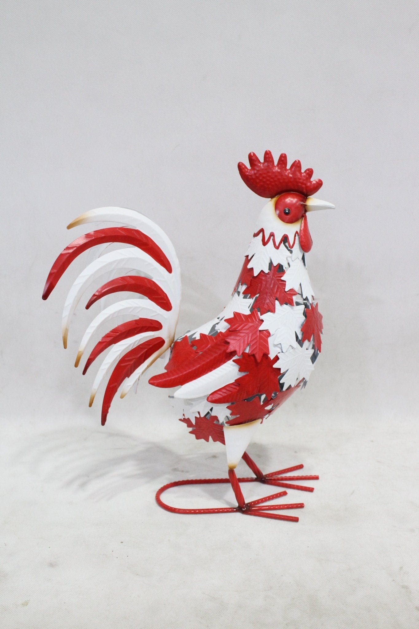Metal Rooster & Goose Garden Decor – Hand - Painted Yard Sculptures - with 13.5" × 6.5" × 17.5" | Sold by Uncle Wiener's Wholesale