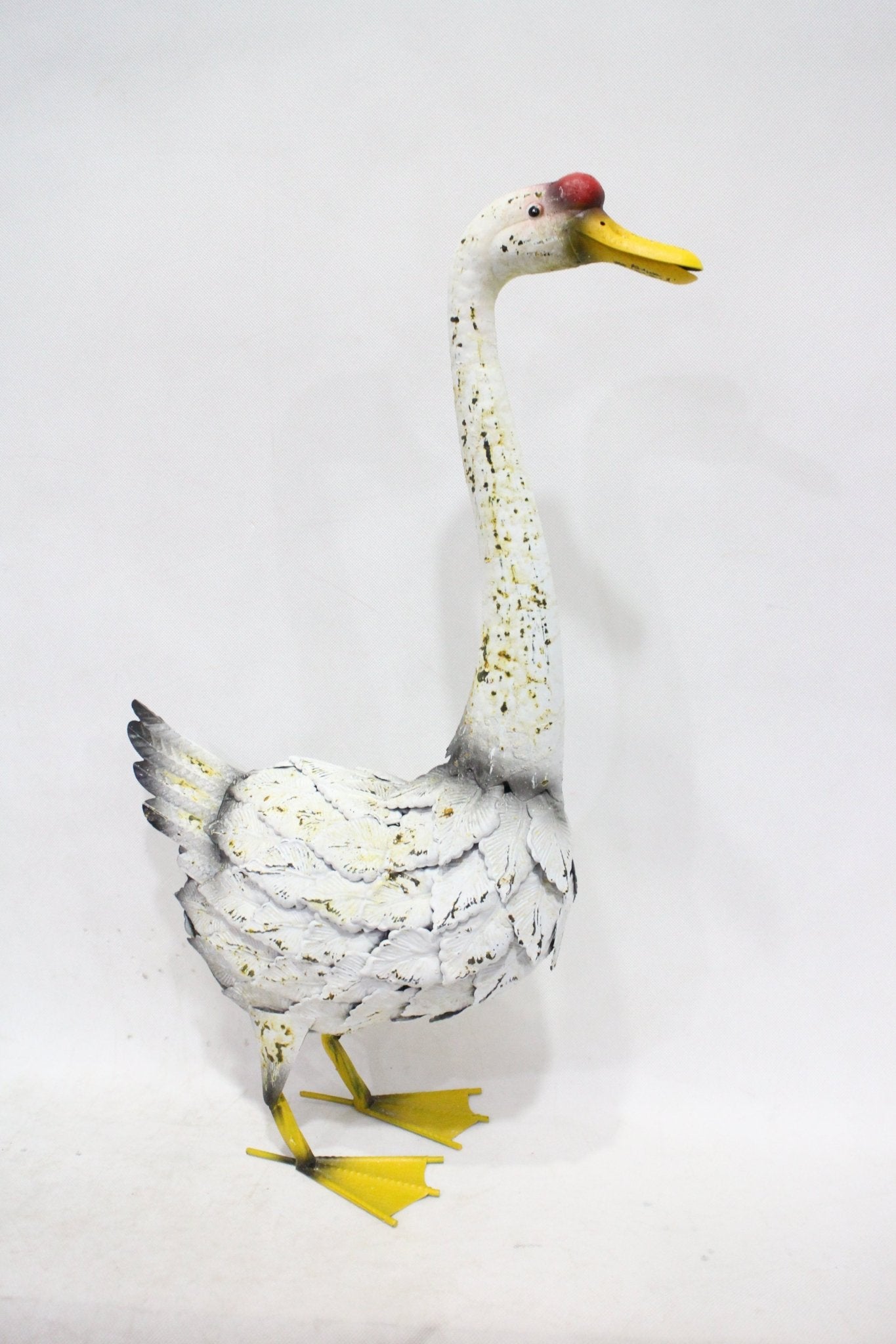 Metal Rooster & Goose Garden Decor – Hand - Painted Yard Sculptures - with 16.5" × 7.5" × 21.5" | Sold by Uncle Wiener's Wholesale