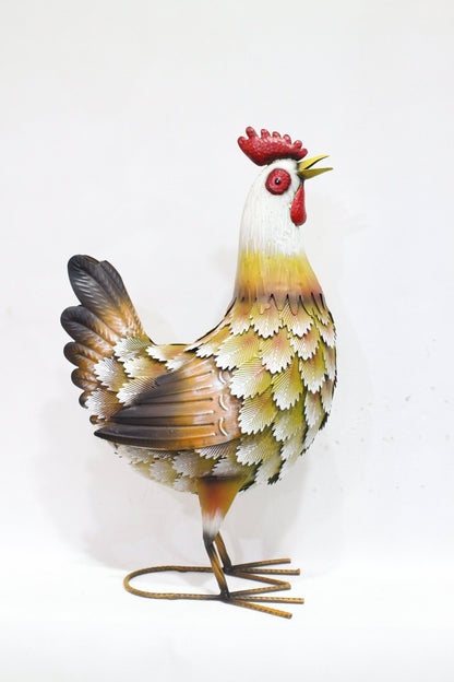 Metal Rooster & Goose Garden Decor – Hand - Painted Yard Sculptures - with 12" × 7" × 20.5" | Sold by Uncle Wiener's Wholesale