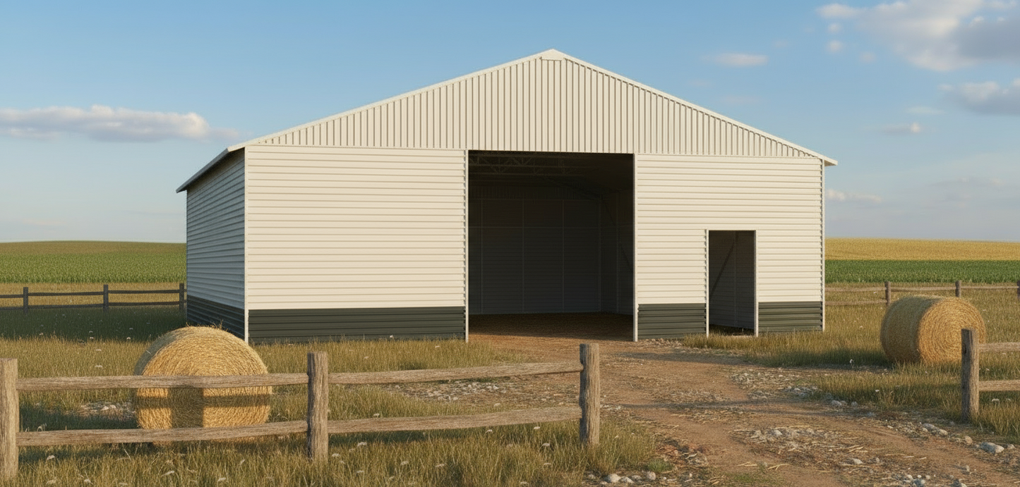 Metal Storage Building with Electric Roll - Up Door – 43x50, 43x66, 43x82 Sizes | Industrial Steel Garage - with 43 FT × 50 FT | Sold by Uncle Wiener's Wholesale
