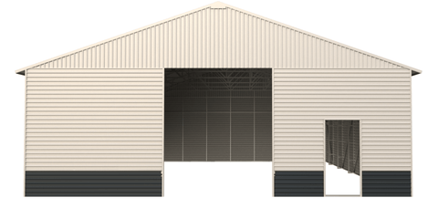 Metal Storage Building with Electric Roll - Up Door – 43x50, 43x66, 43x82 Sizes | Industrial Steel Garage - with 43 FT × 50 FT | Sold by Uncle Wiener's Wholesale