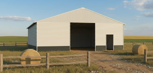 Metal Storage Building with Electric Roll - Up Door – 43x50, 43x66, 43x82 Sizes | Industrial Steel Garage - with 43 FT × 50 FT | Sold by Uncle Wiener's Wholesale