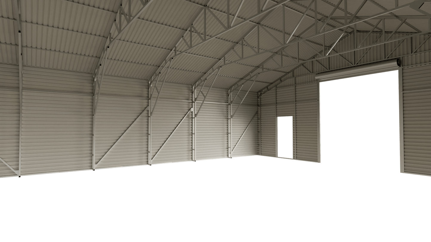 Metal Storage Building with Electric Roll - Up Door – 43x50, 43x66, 43x82 Sizes | Industrial Steel Garage - with 43 FT × 82 FT | Sold by Uncle Wiener's Wholesale