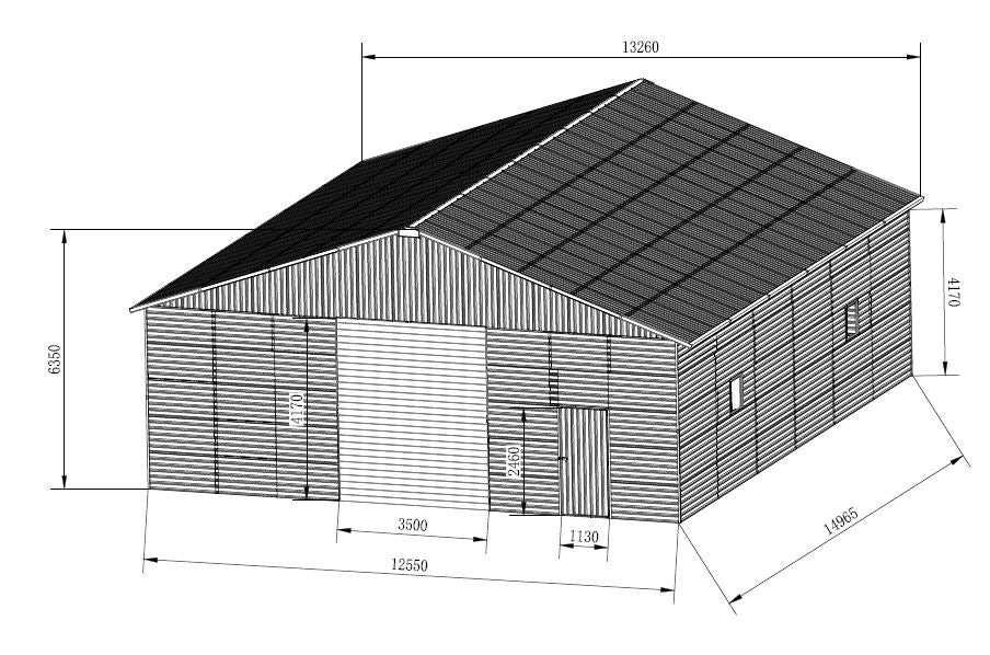 Metal Storage Building with Electric Roll - Up Door – 43x50, 43x66, 43x82 Sizes | Industrial Steel Garage - with 43 FT × 82 FT | Sold by Uncle Wiener's Wholesale
