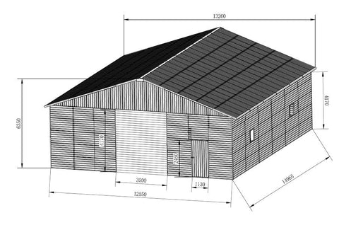 Metal Storage Building with Electric Roll - Up Door – 43x50, 43x66, 43x82 Sizes | Industrial Steel Garage - with 43 FT × 82 FT | Sold by Uncle Wiener's Wholesale