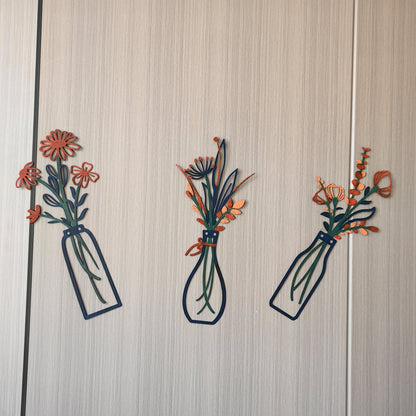 Metal Wall Art & Garden Decor Collection – Floral, Bird, Tree Branch, Butterfly & Windmill Designs - with Metal Flower Vase Wall Art Set – 6" × 14" (3 - Pack) | Sold by Uncle Wiener's Wholesale