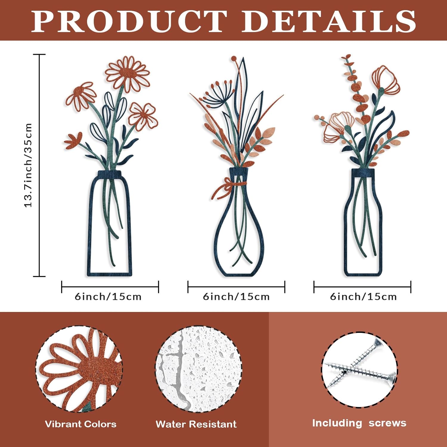 Metal Wall Art & Garden Decor Collection – Floral, Bird, Tree Branch, Butterfly & Windmill Designs - with Metal Bird Branch Wall Art – 31.5" × 13.6" | Sold by Uncle Wiener's Wholesale