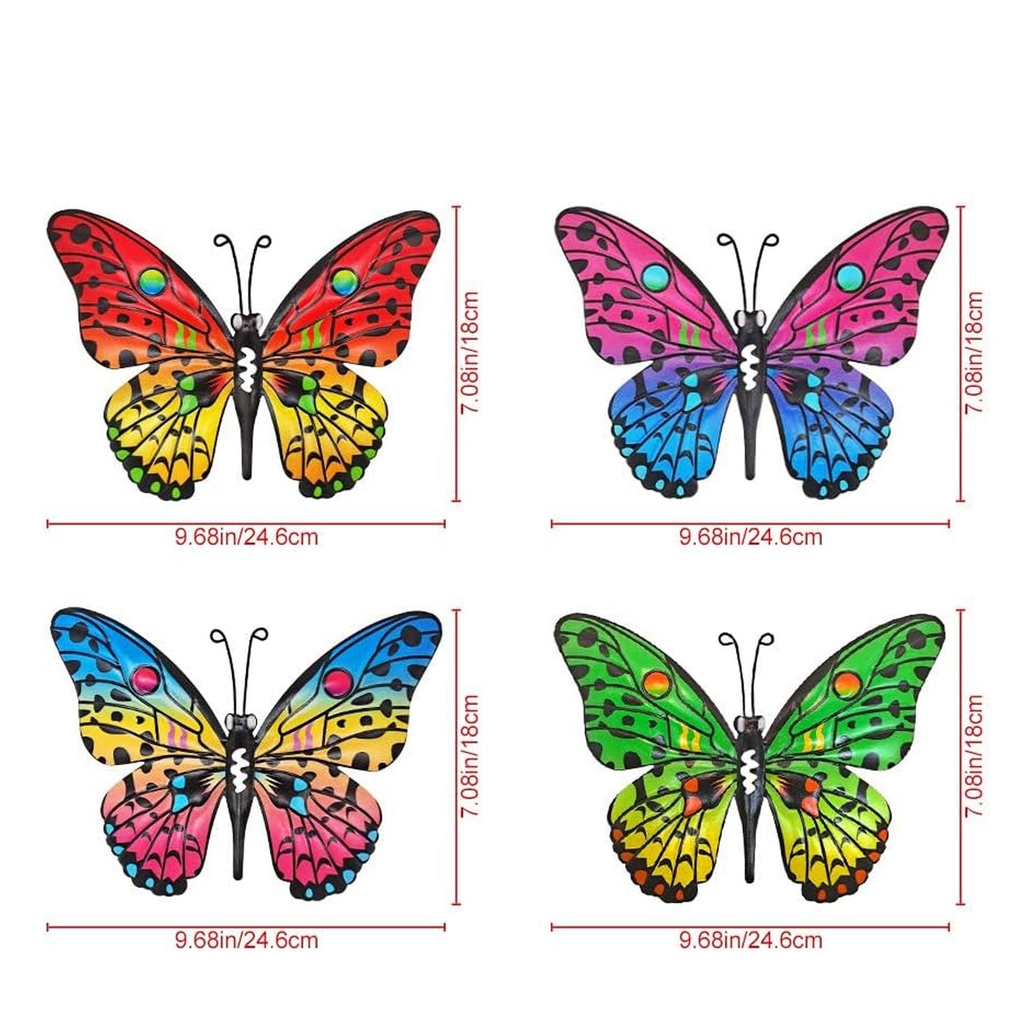 Metal Wall Art & Garden Decor Collection – Floral, Bird, Tree Branch, Butterfly & Windmill Designs - with Metal Colorful Butterfly Wall Art Set (4 - Pack) – 9.68" × 7.08" | Sold by Uncle Wiener's Wholesale