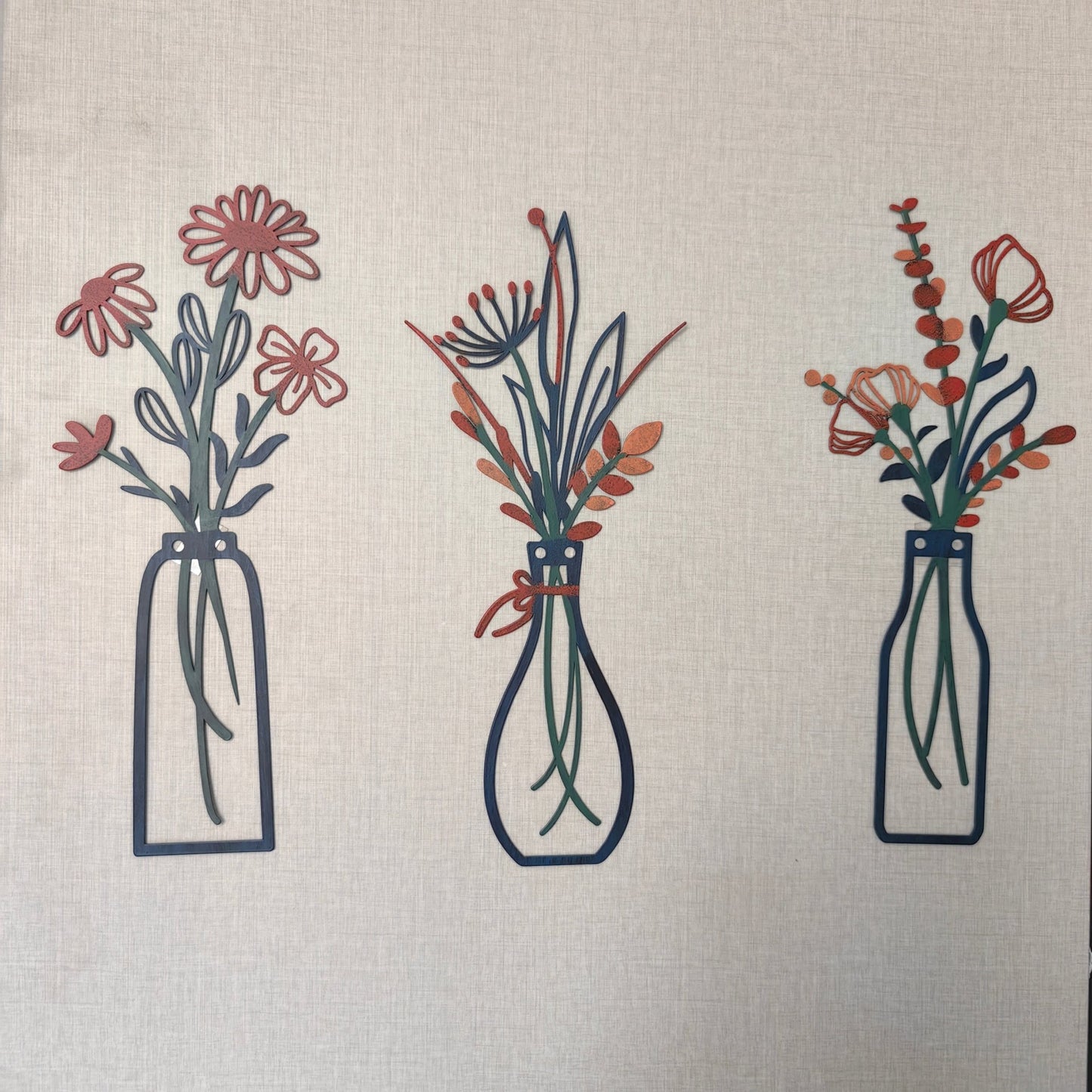 Metal Wall Art & Garden Decor Collection – Floral, Bird, Tree Branch, Butterfly & Windmill Designs - with Metal Flower Vase Wall Art Set – 6" × 14" (3 - Pack) | Sold by Uncle Wiener's Wholesale