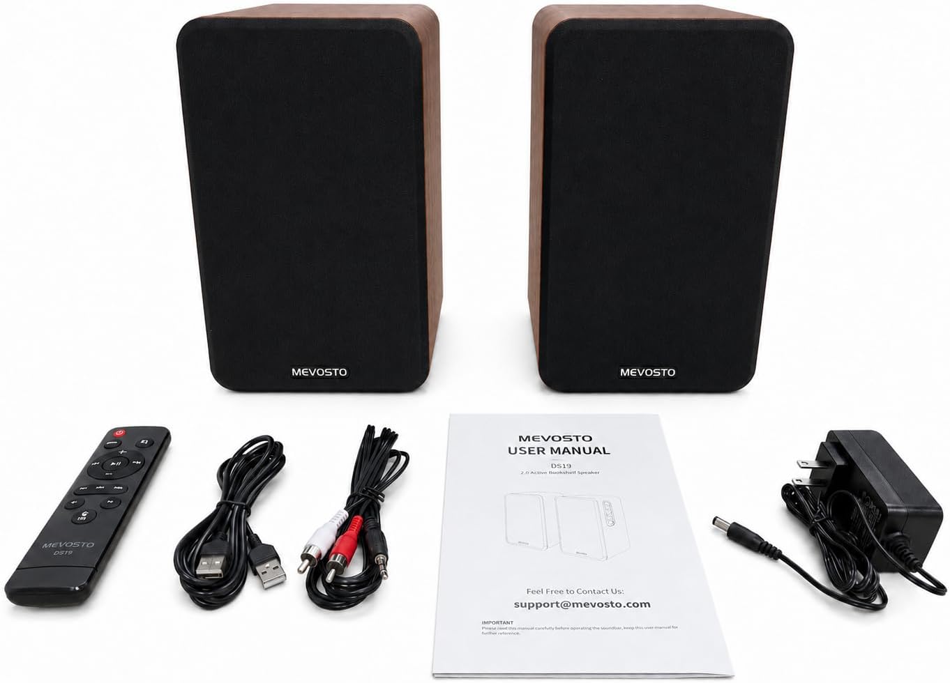 MEVOSTO DS19 Active Bookshelf Speakers – 36W RMS Bluetooth 5.4 Studio Monitors with USB, RCA & AUX, Wood Finish - Electronics with | Sold by Uncle Wiener's Wholesale