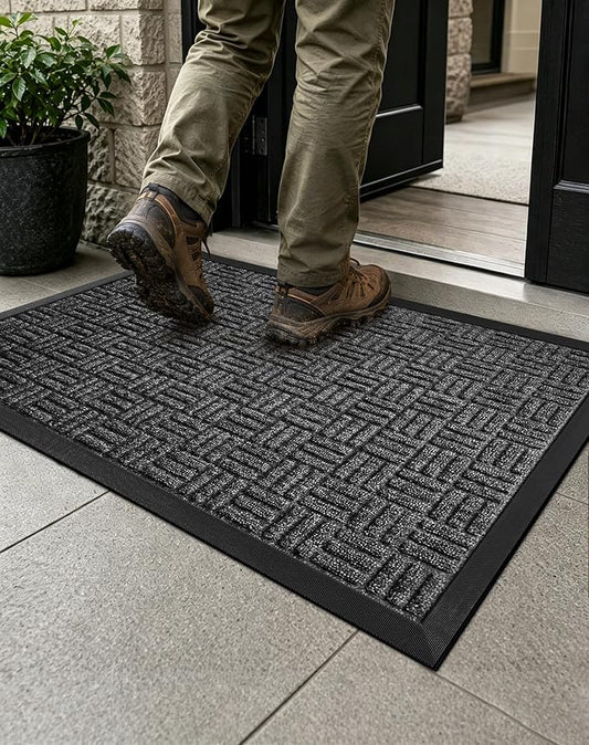 Mibao Front Door Mat – assorted size and color Waterproof Non-Slip Indoor Outdoor Entrance Doormat - Home products with Heavy Duty Durable Door Mat 29.5" x 17" (grey) | Sold by Uncle Wiener's Wholesale