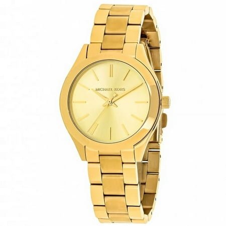 Michael Kors Women's Mini Slim Runway Gold - Tone Three - Hand Watch MK3512 - with Gold | Sold by Uncle Wiener's Wholesale