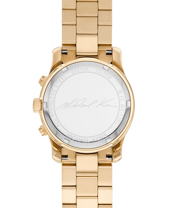 Michael Kors Women's Runway Quartz Chronograph Gold - Tone Stainless Steel Watch 38mm - Yellow - with Yellow | Sold by Uncle Wiener's Wholesale