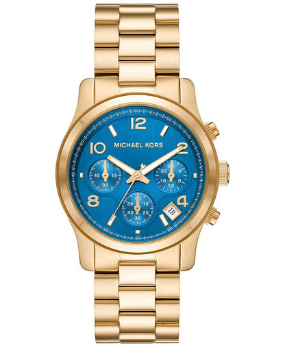 Michael Kors Women's Runway Quartz Chronograph Gold - Tone Stainless Steel Watch 38mm - Yellow - with Yellow | Sold by Uncle Wiener's Wholesale