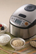 Micom 3 Cup Rice Cooker &38; Warmer: Zojirushi, 8 Settings, Automatic Keep Warm, Nonstick, Timer, Light Silver, 450W - with <B>Dimensions (Overall):</B> 7.5 Inches (H) x 9.1 Inches (W) x 11.9 Inches (D) | Sold by Uncle Wiener's Wholesale