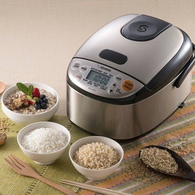 Micom 3 Cup Rice Cooker &38; Warmer: Zojirushi, 8 Settings, Automatic Keep Warm, Nonstick, Timer, Light Silver, 450W - with Dimensions (Overall): 7.5 Inches (H) x 9.1 Inches (W) x 11.9 Inches (D) | Sold by Uncle Wiener's Wholesale