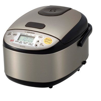 Micom 3 Cup Rice Cooker &38; Warmer: Zojirushi, 8 Settings, Automatic Keep Warm, Nonstick, Timer, Light Silver, 450W - with Dimensions (Overall): 7.5 Inches (H) x 9.1 Inches (W) x 11.9 Inches (D) | Sold by Uncle Wiener's Wholesale