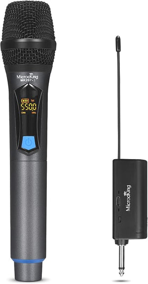 MicroKing UHF Wireless Handheld Microphone with Rechargeable Receiver – Dynamic Karaoke & PA Mic
