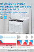 Midea 12,000 BTU Smart Inverter Air Conditioner Window Unit with Heat and Dehumidifier – Cools up to 550 Sq. Ft., Energy Star Rated, Quiet Operation, Electronic Controls, Remote Control, White - with White | Sold by Uncle Wiener's Wholesale