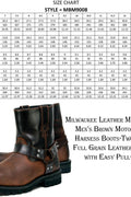 Milwaukee Leather Men's Brown Two - Tone Full Grain Leather Easy Pull - On Motorcycle Harness Boots MBM9008 - 9.5 - with | Sold by Uncle Wiener's Wholesale