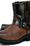 Milwaukee Leather Men's Brown Two - Tone Full Grain Leather Easy Pull - On Motorcycle Harness Boots MBM9008 - 9.5 - with | Sold by Uncle Wiener's Wholesale
