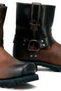 Milwaukee Leather Men's Brown Two - Tone Full Grain Leather Easy Pull - On Motorcycle Harness Boots MBM9008 - 9.5 - with | Sold by Uncle Wiener's Wholesale