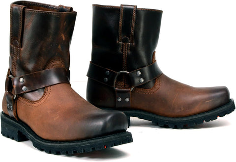 Milwaukee Leather Men's Brown Two - Tone Full Grain Leather Easy Pull - On Motorcycle Harness Boots MBM9008 - 9.5 - with | Sold by Uncle Wiener's Wholesale