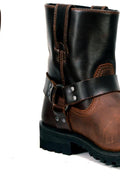 Milwaukee Leather Men's Brown Two - Tone Full Grain Leather Easy Pull - On Motorcycle Harness Boots MBM9008 - 9.5 - with | Sold by Uncle Wiener's Wholesale