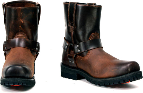 Milwaukee Leather Men's Brown Two - Tone Full Grain Leather Easy Pull - On Motorcycle Harness Boots MBM9008 - 9.5 - with | Sold by Uncle Wiener's Wholesale