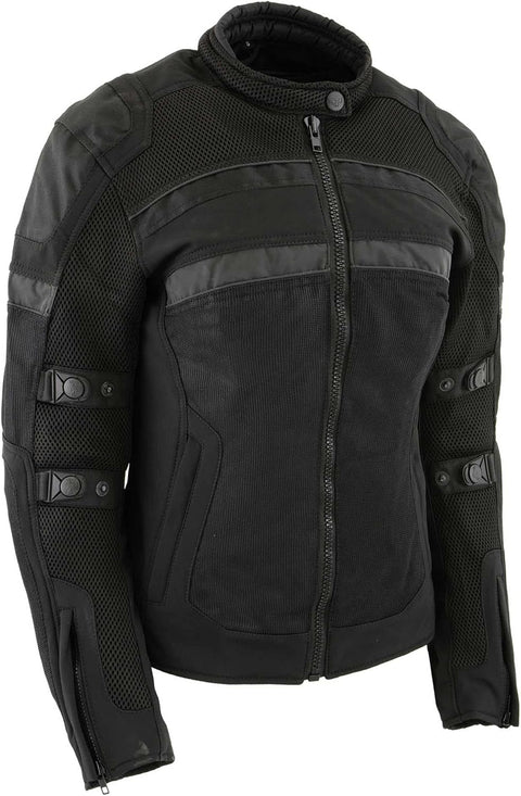 Milwaukee Leather MPL2775 Black Armored Textile Motorcycle Jacket for Women - All Season Jacket w/Removable Liner, size L - with | Sold by Uncle Wiener's Wholesale
