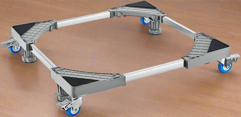 Mini fridge and washer stand with locking wheels and leveling feet
Adjustable appliance base for a 400 lbs load with 4 strong feet
Mobile pedestal for a mini refrigerator or washer in the laundry room
Heavy-duty appliance platform with 4 caster wheels and foot pads
Universal adjustable washer stand with anti-slip support