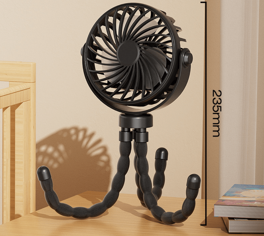Mini Portable Stroller Fan 3 Speed USB Rechargeable Clip Fan with Night Light SF9545 - with | Sold by Uncle Wiener's Wholesale
