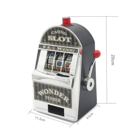 Mini Slot Machine Coin Bank Toy – Retro Casino Style Desktop Game with Sound & Lights – 28M4QZ - with | Sold by Uncle Wiener's Wholesale