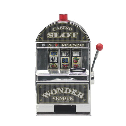 Mini Slot Machine Coin Bank Toy – Retro Casino Style Desktop Game with Sound & Lights – 28M4QZ - with | Sold by Uncle Wiener's Wholesale