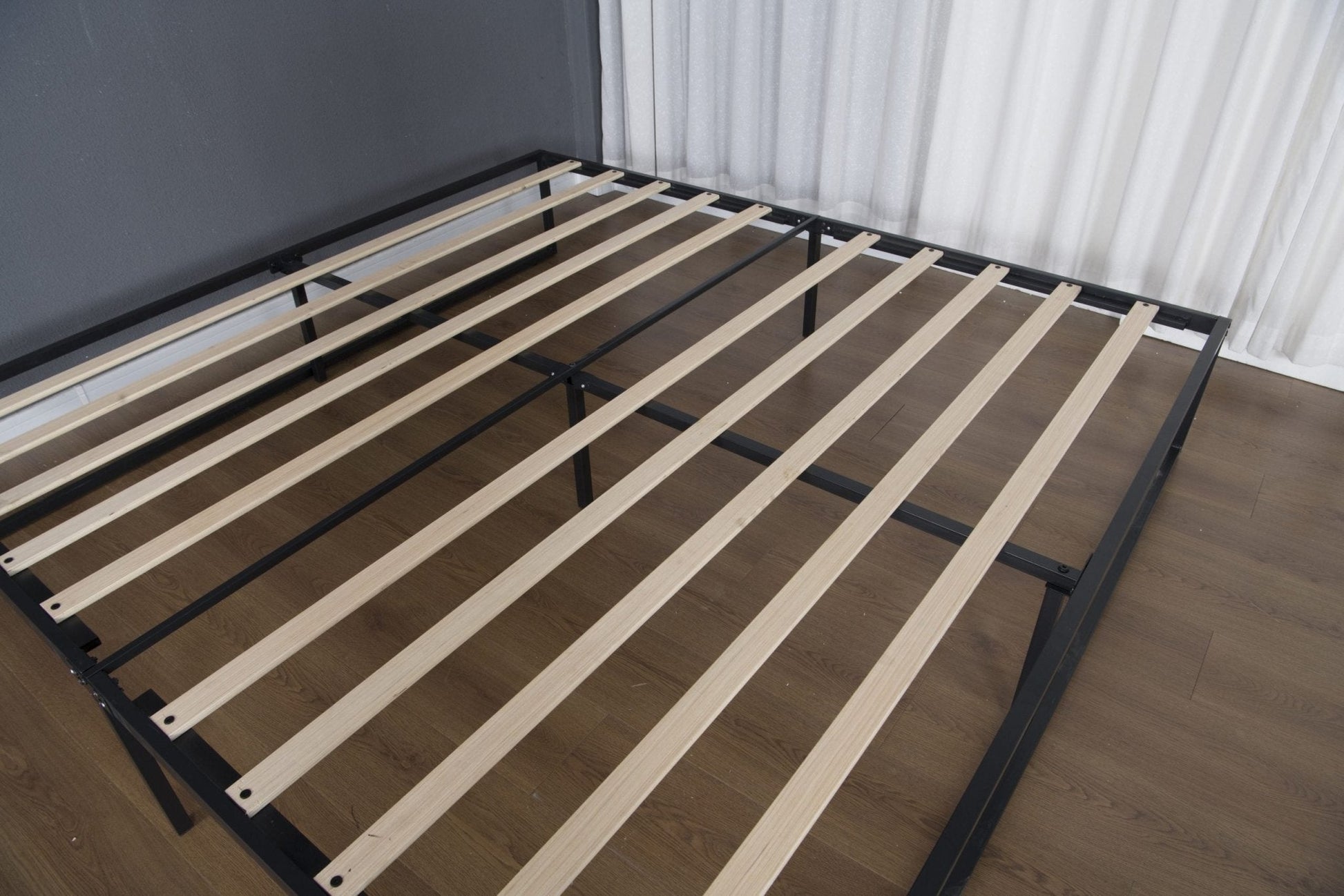MODERN 10" METAL PLATFORM BED FRAME WITH WOOD SLATS | LOW - PROFILE, HEAVY - DUTY BED BASE – ALL SIZES AVAILABLE - with TWIN | Sold by Uncle Wiener's Wholesale