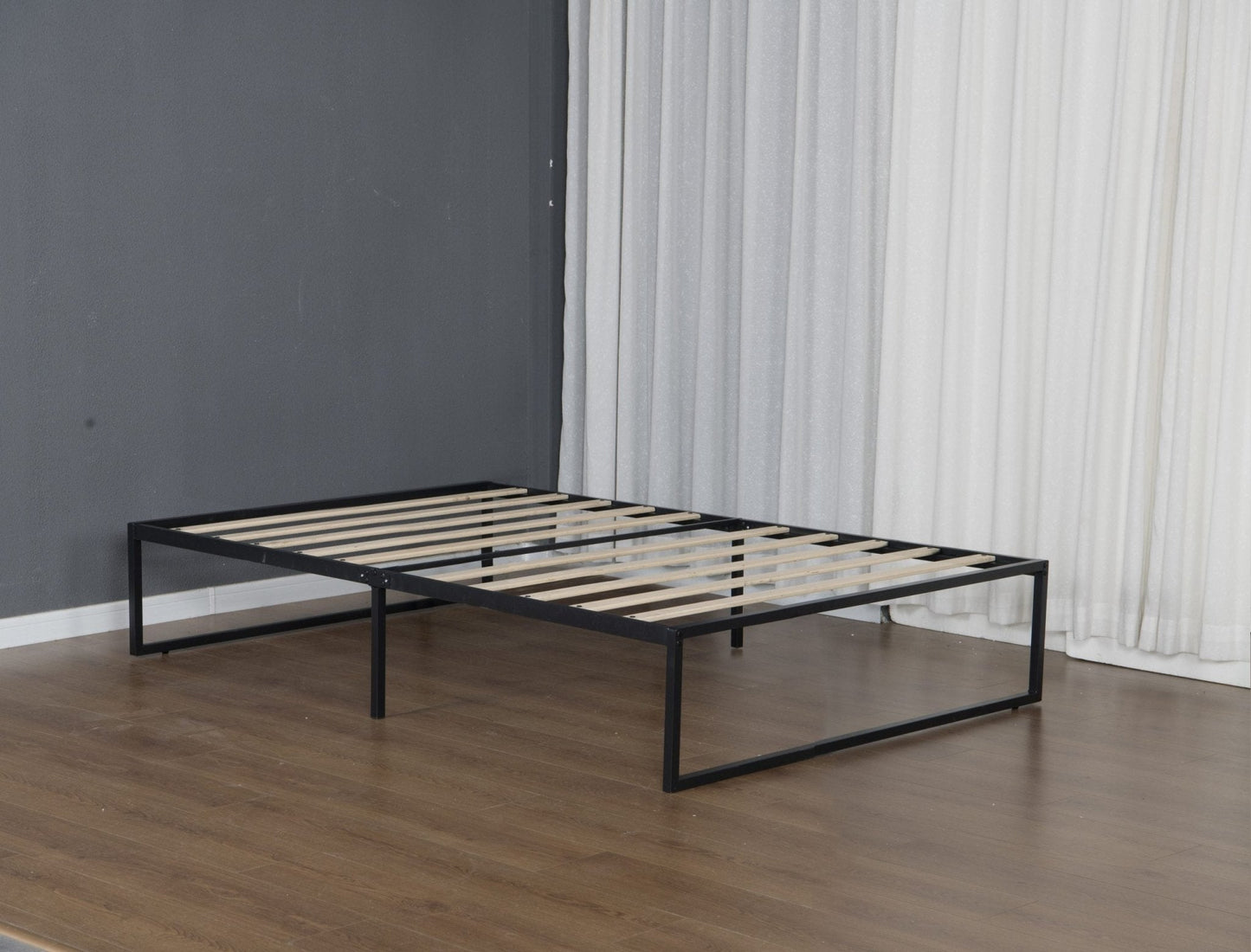 MODERN 10" METAL PLATFORM BED FRAME WITH WOOD SLATS | LOW - PROFILE, HEAVY - DUTY BED BASE – ALL SIZES AVAILABLE - with TWIN | Sold by Uncle Wiener's Wholesale