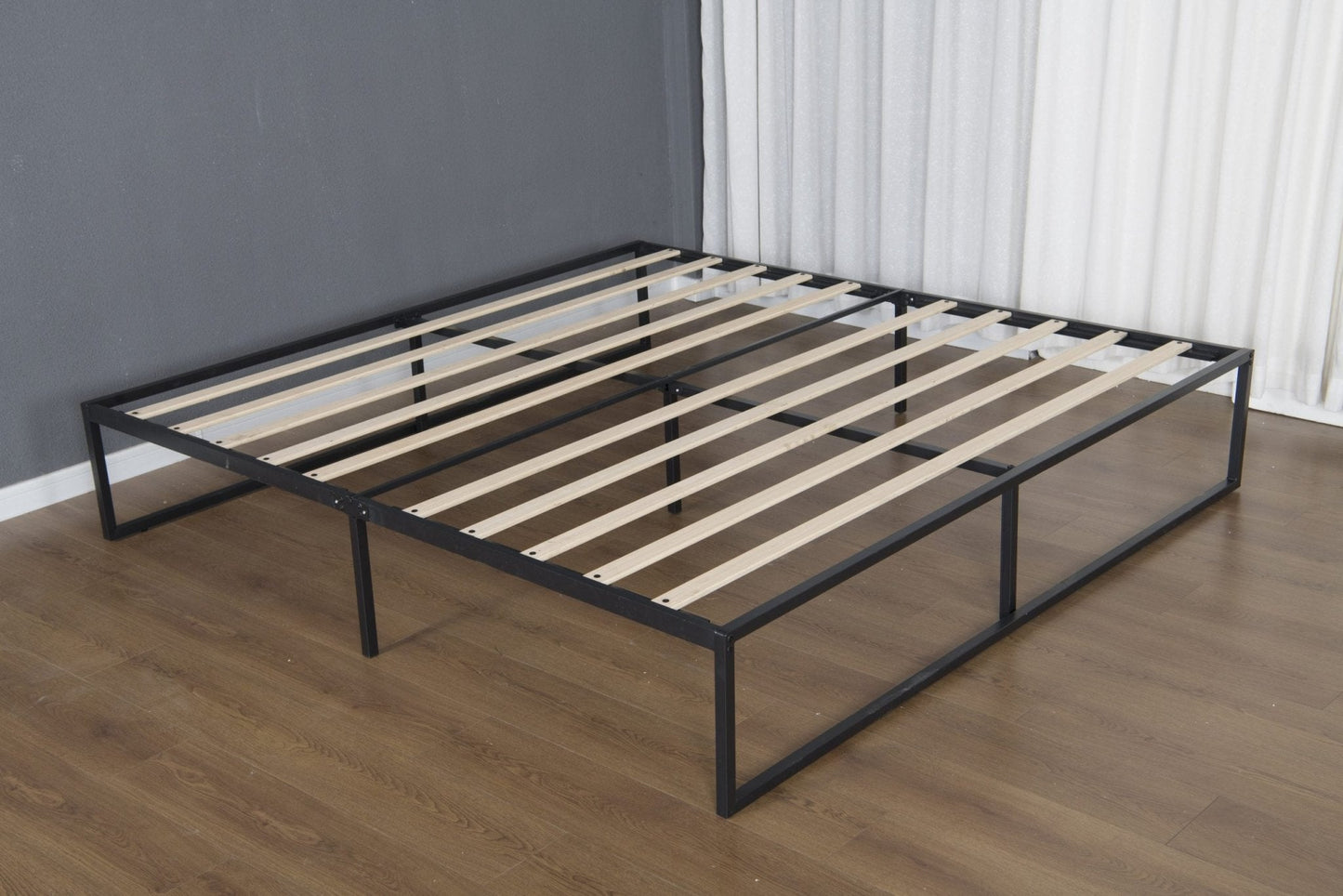 MODERN 10" METAL PLATFORM BED FRAME WITH WOOD SLATS | LOW - PROFILE, HEAVY - DUTY BED BASE – ALL SIZES AVAILABLE - with FULL | Sold by Uncle Wiener's Wholesale