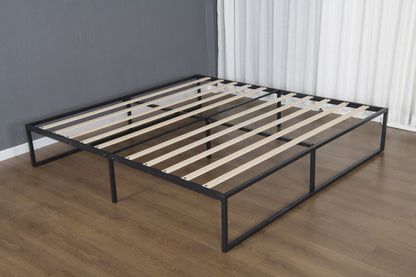 MODERN 10" METAL PLATFORM BED FRAME WITH WOOD SLATS | LOW - PROFILE, HEAVY - DUTY BED BASE – ALL SIZES AVAILABLE - with FULL | Sold by Uncle Wiener's Wholesale