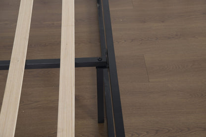 MODERN 10" METAL PLATFORM BED FRAME WITH WOOD SLATS | LOW - PROFILE, HEAVY - DUTY BED BASE – ALL SIZES AVAILABLE - with TWIN | Sold by Uncle Wiener's Wholesale