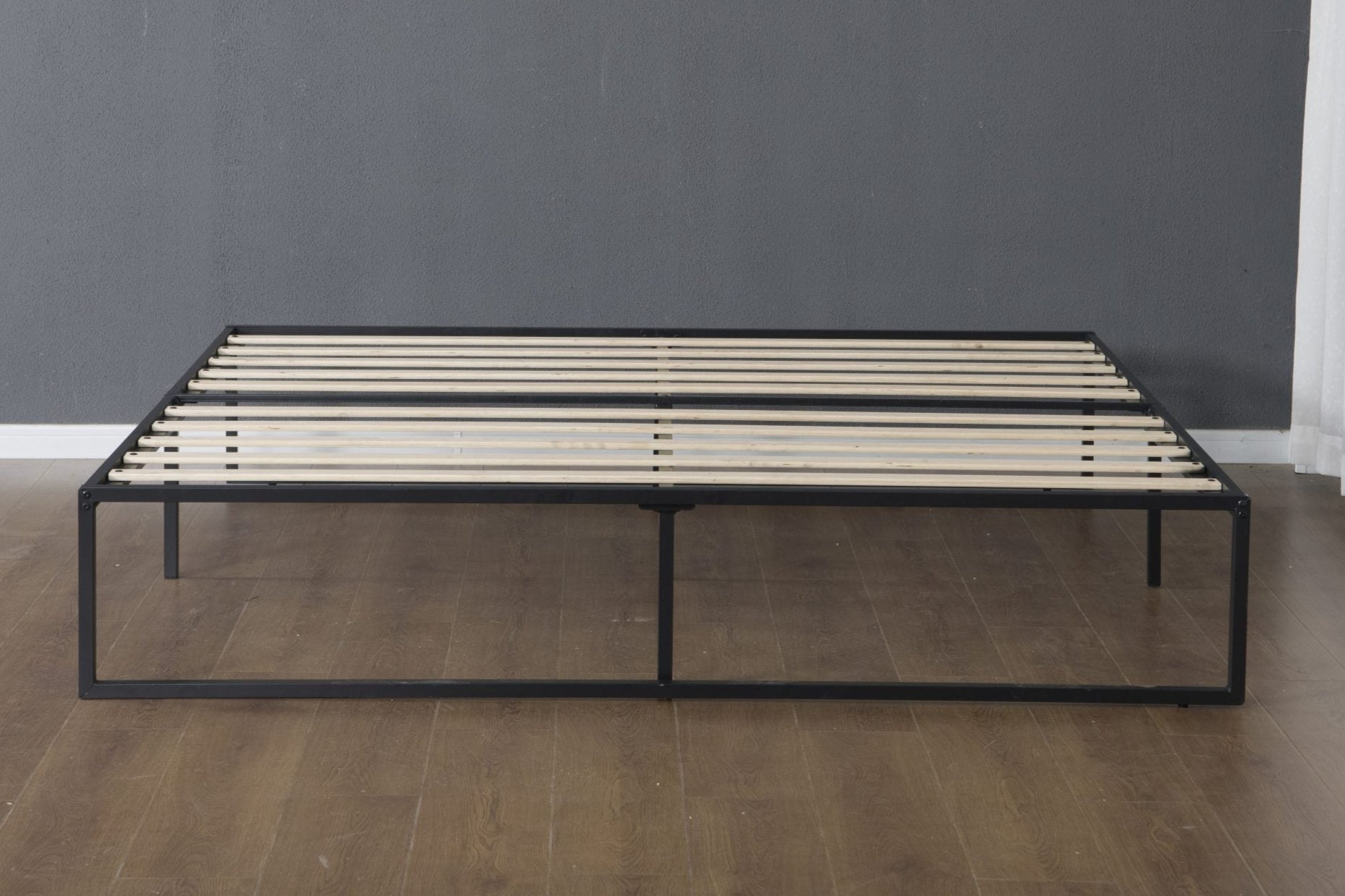 MODERN 10" METAL PLATFORM BED FRAME WITH WOOD SLATS | LOW - PROFILE, HEAVY - DUTY BED BASE – ALL SIZES AVAILABLE - with QUEEN | Sold by Uncle Wiener's Wholesale