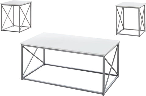 Modern 3 - Piece Coffee & End Table Set – K7951W / K7952E - with White Laminate Top | Sold by Uncle Wiener's Wholesale
