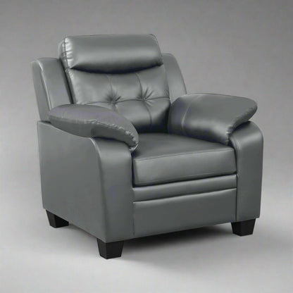 “Black leatherette 3-piece sofa set in modern living room”
“Gray leatherette sofa with tufted backrest and armrests”
“1-seater armchair in black leatherette with plush cushion”
“3-seater tufted leatherette couch in gray finish”
“Modern 3-piece sofa set including sofa, loveseat, and armchair”